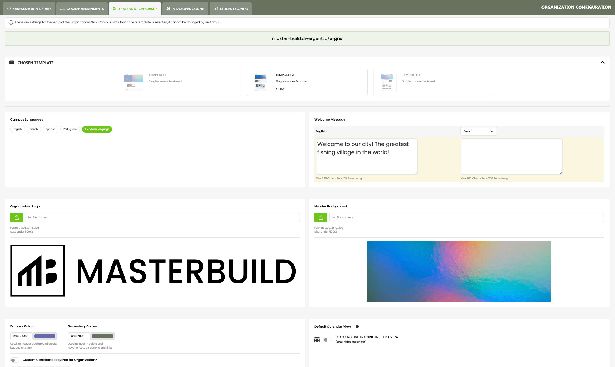 Customizing Organization Details